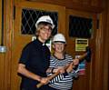 The Reverend Canon Sharon Jones (left) and Church Warden Susan Knight don their hard hats and get down to business