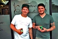 Jack Large (left) and Lawrence Canham (right) outside Monster Ink