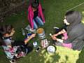 Young people cooking at a camping weekend in the Yorkshire Dales