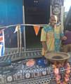 Ex-Hornets player Mike Ratu Senior, with samples of Fjian food and traditional drink