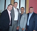 Rochdale Business Curry Club founders Brendan Burke, Colin Lambert and Steve Dooley with Noorul Choudhury in 2010