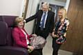 First patient Pauline McKinlay with The Christie’s Chief Executive Caroline Shaw and chairman Lord Keith Bradley