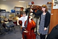 Rochdale Music Service Open Day<br /> Jack Davies tries the Double Bass