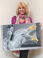 Stephanie Jones and her painting - ‘Ballerina with Yellow Shoes’ 
