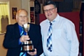 Norden Cricket Club presentation evening<br />Coupe Cup Winner Les Barlow with Dexter Fitton