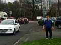 Lib Dem activist David Clayton outside Sacred Heart school on Thursday