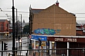 The view of the graffiti from the platform at Rochdale Train Station