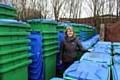 Councillor Jacqui Beswick with the new recycling bins