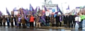 Unison protesters and Councillor Lambert outside Rochdale Infirmary