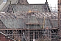 The scaffolding around Rochdale Town Hall seen from the roof of Number One Riverside