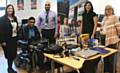 The equipment being donated to the Aaman Foundation with (left to right): Nicola Metcalfe (Student Support Manager), Aaman Majid (Student), Namaan Mohammed (Programme Manager ICT), Helen Redman (Student Support Manager), Marion O’Reilly (Note-Taker/LSA)