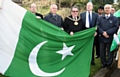 Councillor Colin Lambert, Councillor Ashley Dearnley, Mayor Peter Rush, Simon Danczuk MP and Ghulam Rasul Shahzad OBE ready to raise the flag of Pakistan