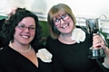 Helen Golding and Jackie Holt with the Hilda Bowrey Memorial Cup