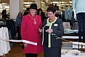 Mayoress Monica Rush watches as Megan Hargreaves cuts the ribbon