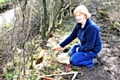 Jude Murray, from Nature Ed, hedge laying at Hollingworth Lake