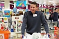 Air Corps squadron member bag packing in Tesco Rochdale