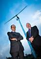 Rochdale Borough Council's leader Councillor Colin Lambert with Councillor Peter Williams, Cabinet Member for Economic Development and Customer Services, at the site of the pilot turbine
