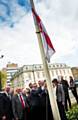 The flag of St George raised at the Town Hall