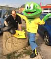 Richard Cotton and Springy with his new top and biker boots