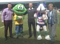 Representatives from Hornets and Springhill Hospice join Will Purser, Shocka Sports and Hercules & Springy