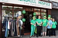 Staff at the Springhill Hospice shop on Market Street go green