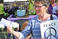 Patricia Gilligan with the flower commemorating George Nedderman