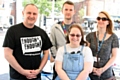 Adrian Palmer (LGF), Ryann Ormer, Sarah Harper and Emma Salloway from Rochdale Council at the information stall