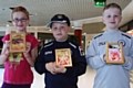 Caitlin O'Mahoney, Jack Lowe and James Lowe with their 3D photo frames