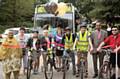 Young people from Smallbridge Youth Club at the start of the 13 Kilometre bike ride with Councillor Amna Mir and Councillor Aftab Hussain