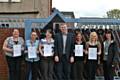 Jackson Jackson Ltd – from left to right: Beverley Coopers, Sarah Tiscoff, Debrosh Hills, Kieran McDonnell, Sarah Laycock, Helen Mills, Bev Taylor (Hopwood Hall College assessor) 
