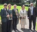 Skye Wilson, Rachael Clegg and Hannah Timperley with  Deputy Mayor, Surinder Biant and Deputy Mayoress, Cecile Biant at the Armed Forces Week flag raising in Littleborough