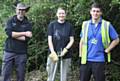 Dustie Hickey with Rochdale Borough Council ranger Richard Whittle (left) and Matthew Lynwood from Groundwork