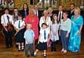 Mark Stuckey, Jade Lomax, Abigail Henderson,  Josh Lomax, Mayoress Beverley Place, Cllr Jim Gartside, Mayor Cllr Carol Wardle, Cllr Jane Gartside, Simon Danzcuk MP, Maisie Kershaw, Christine Longhurst, Chris Jolly, Sue Verity
Front: Bailey Waddington, Isabelle Henderson