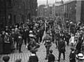 The Todmorden detachment 6th Battalion of Lancashire Fusiliers leave from the Drill Hall on Dalton Street off Stansfield Road Todmorden in 1914