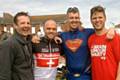 Scott Williams (in Superman outfit) and his friends on the bike ride to raise money for Brain Tumour Charity