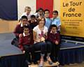 Joanna Rowsell MBE with the children from Spotland School Cycle Team 