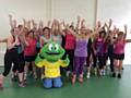 Zumbathon participants with Springy the Hospice frog