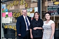 Council Leader, Councillor Richard Farnell, Shelly Buxton and Kirsty Buxton outside Shelly B's Cafe