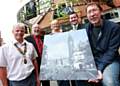 Bob Chadwick, President of the Rotary Club of Rochdale, John Kay, of Rochdale Online, Irene Davidson, President of the Innerwheel Club of Rochdale, Chris Doidge, Rochdale Exchange Operations Manager and artist Geoff Butterworth