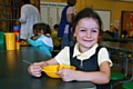 Freya Chadwick enjoying her free school meal