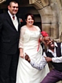 Kevin and Samantha Elliott with Ainsley Harriott at their wedding