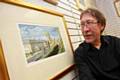 Geoff Butterworth, pictured with one of his paintings at his gallery in the Rochdale Exchange