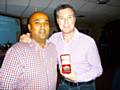 Norden Cricket Club Players' player of the year Hashum Malik with Ronnie Irani