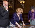 The Mayor and Mayoress judging the competition with Lynda Redfern, Rochdale Photographic Society President 