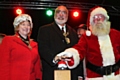 The Mayor of Rochdale, Surinder Biant, Mayoress Cecile Biant and Father Christmas turn the Rochdale Christmas lights on