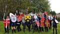 Year 7 students from Whitworth Community High School re-enact the Battle of Hastings