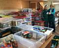 Foodbank volunteers Margaret Wight and Mo Evenson with around 1/3 of the harvest donations