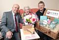 Edna Hughes celebrates 99th birthday with Geoff Goodman and Dave Sharkey from Acorn Stairlifts' 