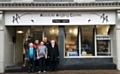 Ant Glascoe, Councillor June West, Gary Leigh, Councillor Peter Joinson and Gary Leigh, Darren Beswick and Councillor Terry Linden outside the Absolute Angling Centre 