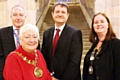 David Wilcock, Head of Legal at Rochdale Borough Council, Mayor Carol Wardle, Andrew Caplen and Pamela Walsh, President of Rochdale Law Association